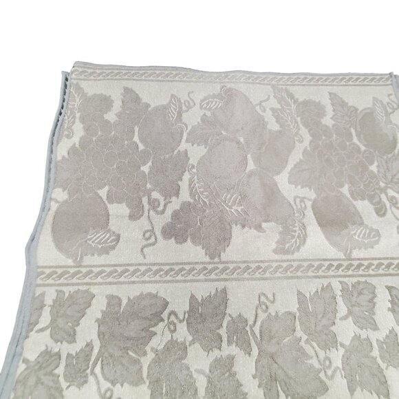 Vtg Green Cloth Napkins Jacquared Satin 16" Set Of 4 Pear Grape Ivy Fabric Olive - Picture 9 of 14